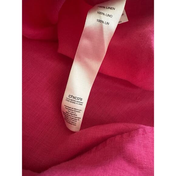 Chico's 100% Linen No Iron Button Up Shirt Pink Women's Size 3 XL 16 Lagonlook - Picture 6 of 16